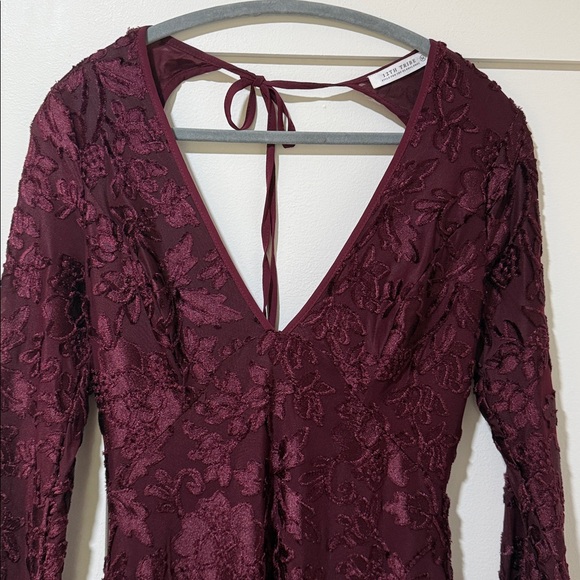 12th Tribe Angela Mulberry Velvet Burnout Long Sleeve Maxi Dress